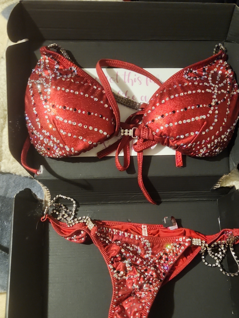 Red Rhinestone Embellished Women’s Bikini Set